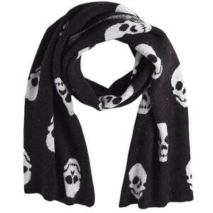 Torrid Womens NWT Fall Vibes Halloween Spooky Emo Black Skull Oblong Scarf OS